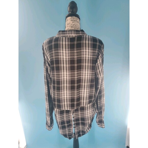Eddie Bauer Lg Tunic Plaid Button Back Hem Long Sleeved Lightweight Viscose - Picture 12 of 12